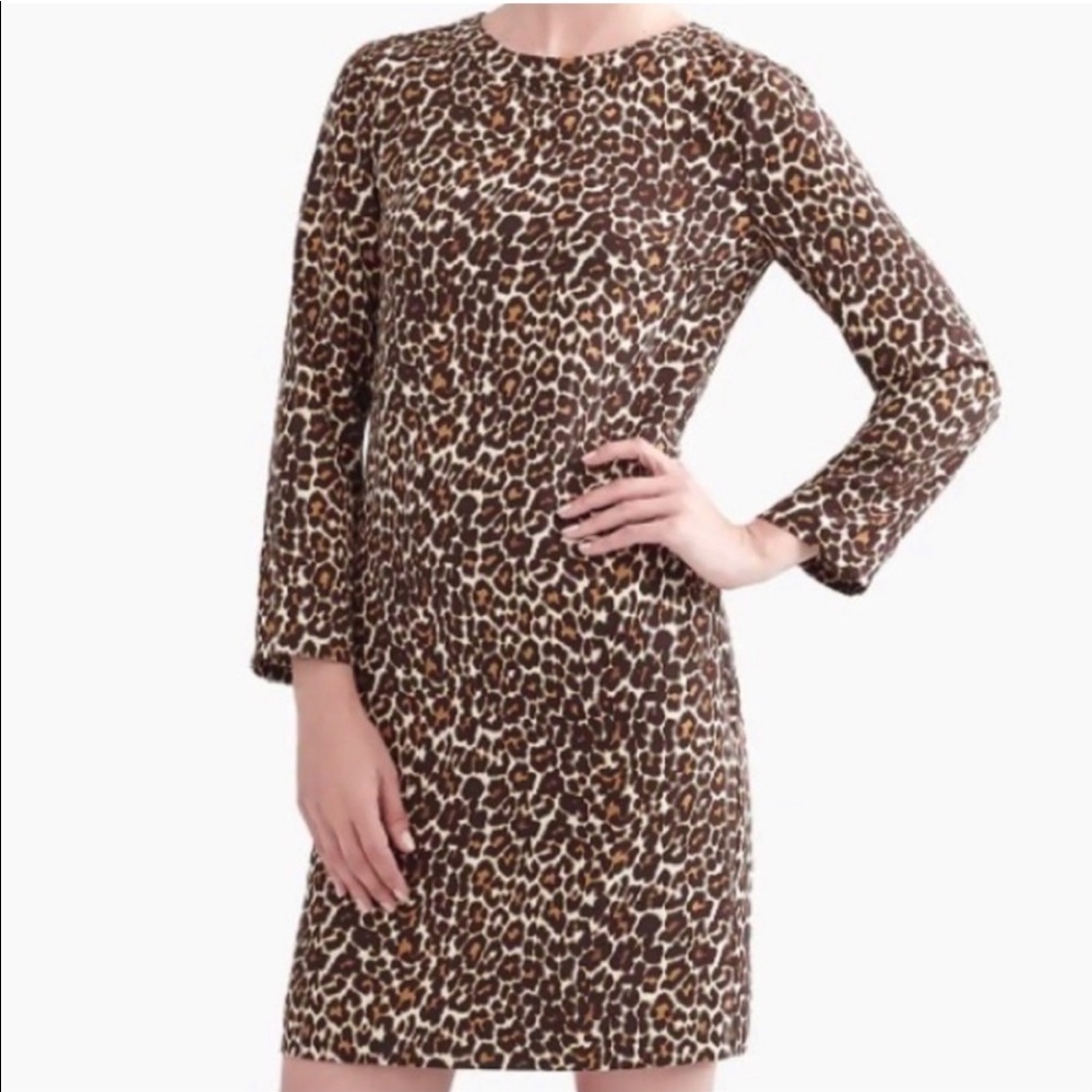 J. CREW NWT Crepe Shift Dress In Cat Leopard Print Size 4